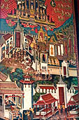 Bangkok Wat Arun - The wall murals inside the ubosot ordination hall illustrate the story of the last ten icarnation of Lord Buddha.  